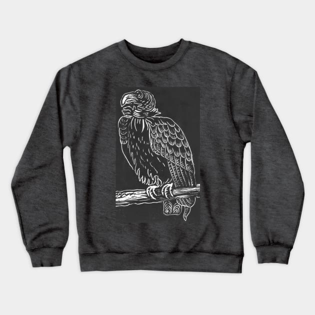 California Condor Linocut Print Crewneck Sweatshirt by Spatium Natura